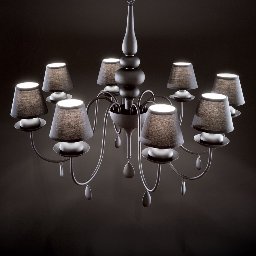 Ideal Lux - Пендел BLANCHE 8xE14/40W/230V Ø 92 см черен