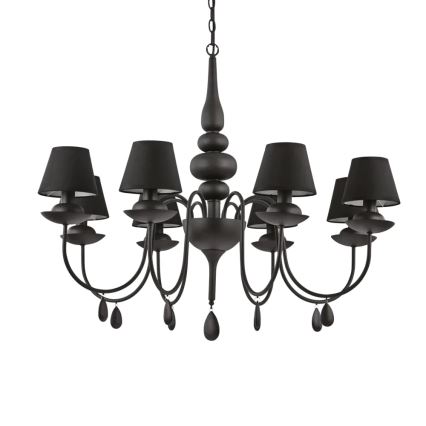 Ideal Lux - Пендел BLANCHE 8xE14/40W/230V Ø 92 см черен