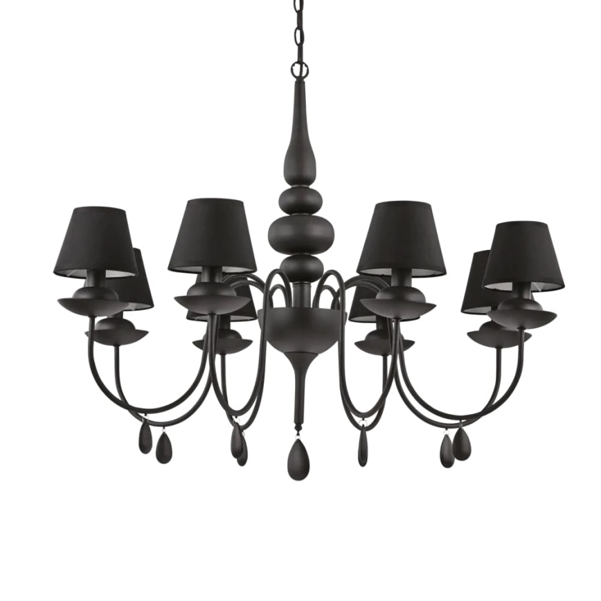Ideal Lux - Пендел BLANCHE 8xE14/40W/230V Ø 92 см черен