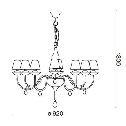 Ideal Lux - Пендел BLANCHE 8xE14/40W/230V Ø 92 см черен