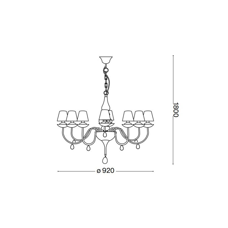 Ideal Lux - Пендел BLANCHE 8xE14/40W/230V Ø 92 см черен