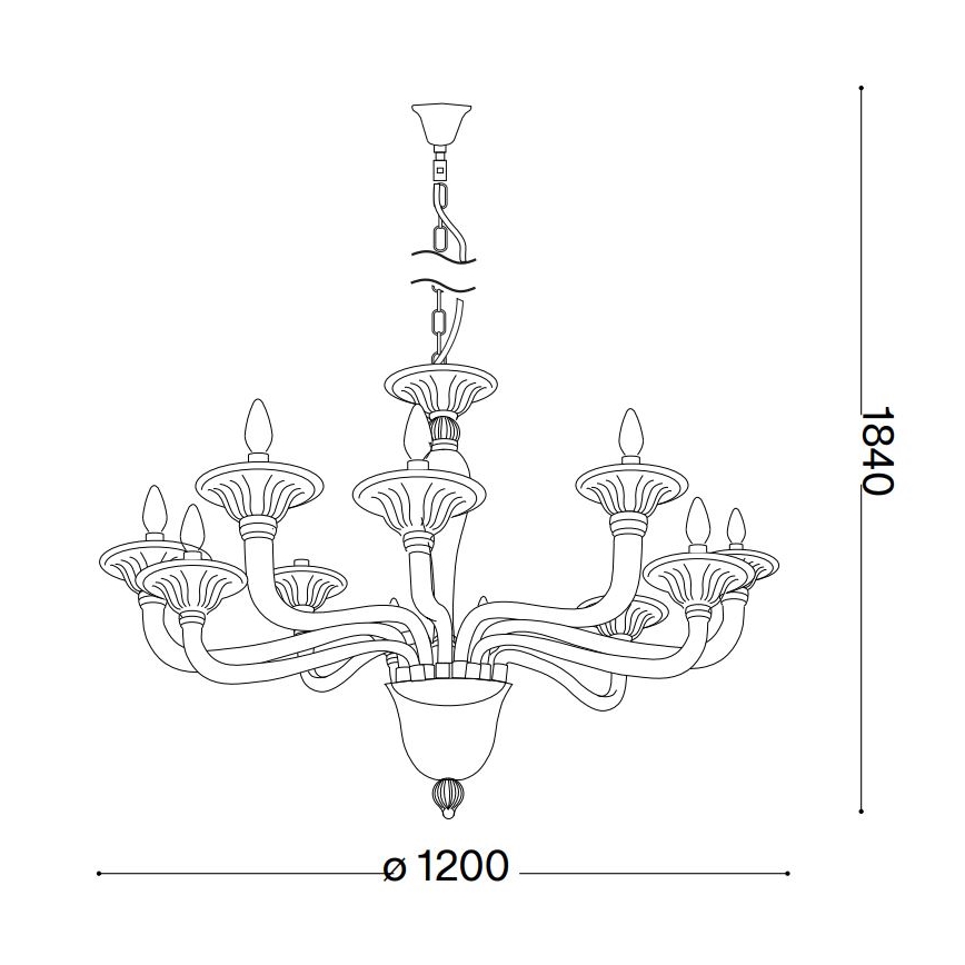 Ideal Lux - Пендел BRIGITTA 12xE14/40W/230V Ø 120 см прозрачен