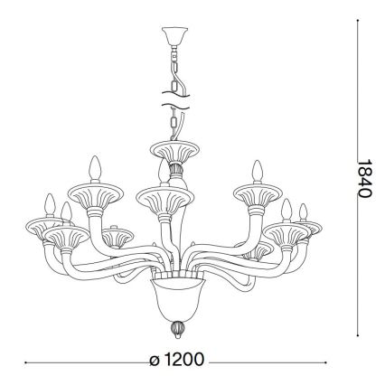 Ideal Lux - Пендел BRIGITTA 12xE14/40W/230V Ø 120 см прозрачен