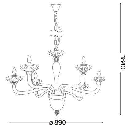 Ideal Lux - Пендел BRIGITTA 8xE14/40W/230V Ø 89 см месинг