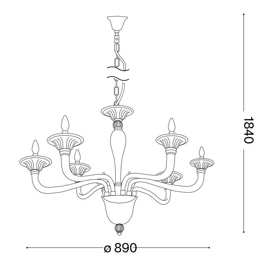 Ideal Lux - Пендел BRIGITTA 8xE14/40W/230V Ø 89 см месинг
