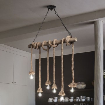 Ideal Lux - Пендел CANAPA 6xE27/15W/230V кафяв