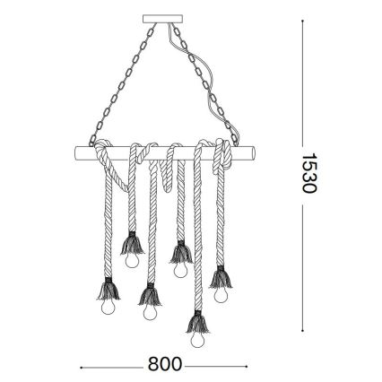 Ideal Lux - Пендел CANAPA 6xE27/15W/230V кафяв