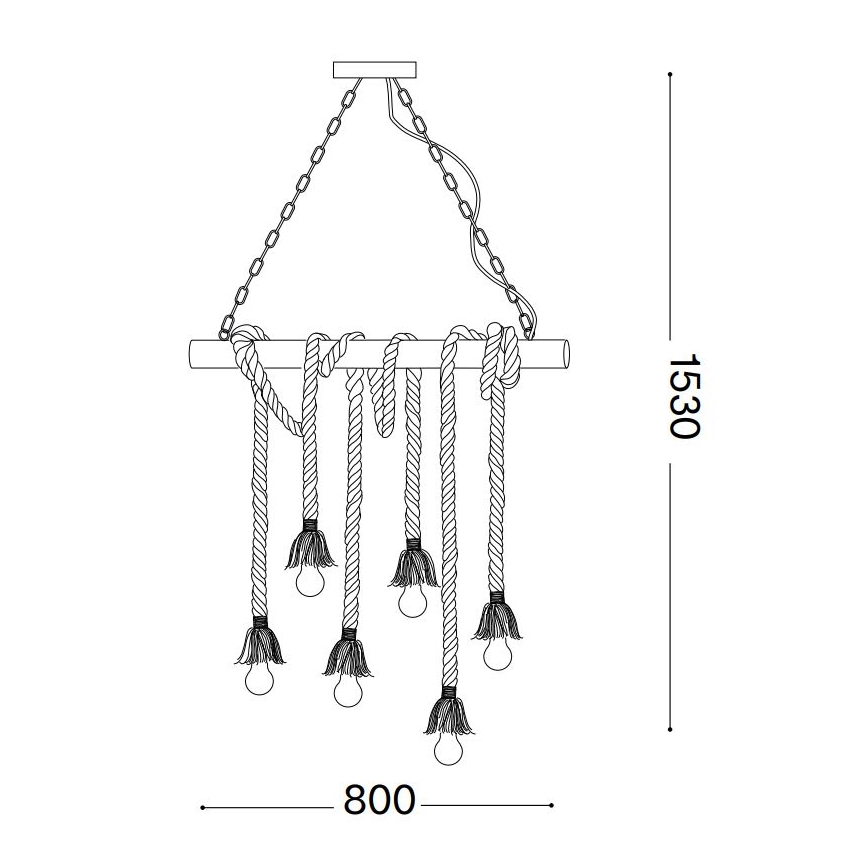 Ideal Lux - Пендел CANAPA 6xE27/15W/230V кафяв