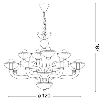 Ideal Lux - Пендел CASANOVA 16xE14/40W/230V Ø 120 см сив