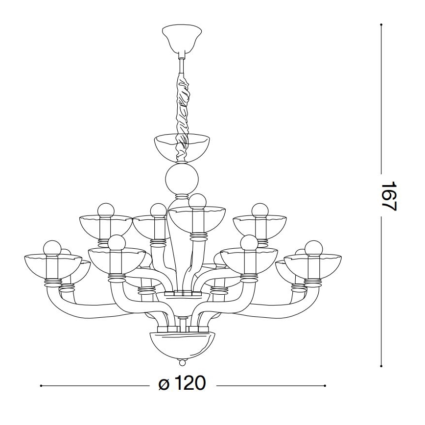 Ideal Lux - Пендел CASANOVA 16xE14/40W/230V Ø 120 см сив