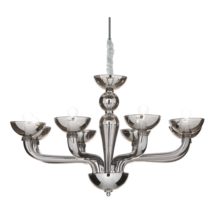 Ideal Lux - Пендел CASANOVA 8xE14/40W/230V Ø 88 см сив