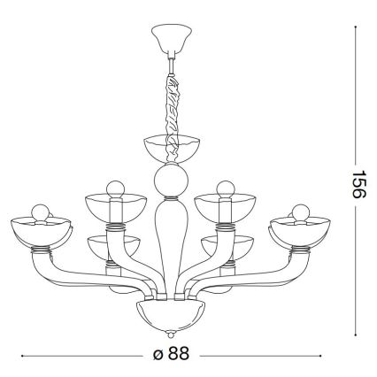 Ideal Lux - Пендел CASANOVA 8xE14/40W/230V Ø 88 см сив
