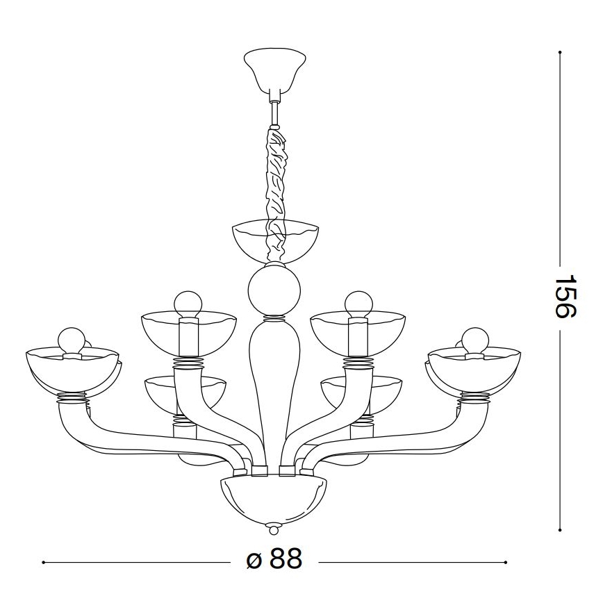 Ideal Lux - Пендел CASANOVA 8xE14/40W/230V Ø 88 см сив