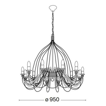 Ideal Lux - Пендел CORTE 12xE14/40W/230V Ø 95 см меден