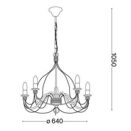 Ideal Lux - Пендел CORTE 5xE14/40W/230V Ø 54 см меден