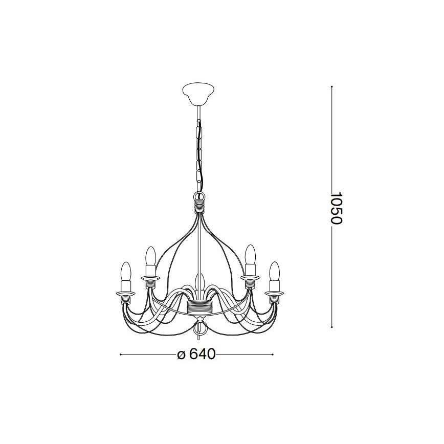Ideal Lux - Пендел CORTE 5xE14/40W/230V Ø 54 см меден