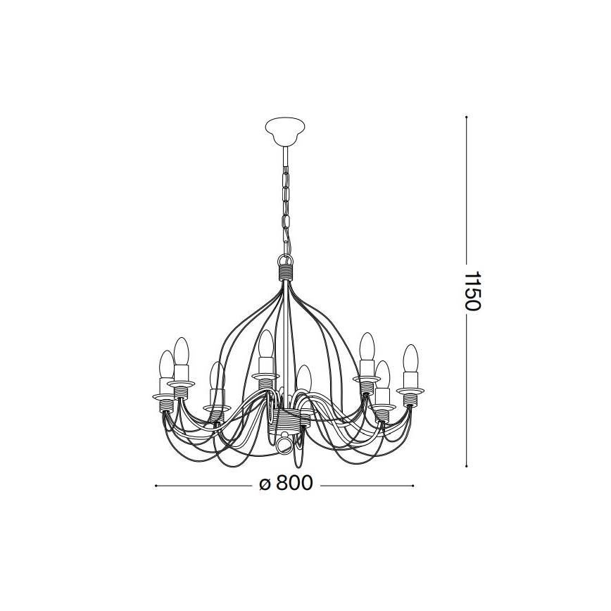 Ideal Lux - Пендел CORTE 8xE14/40W/230V Ø 80 см меден