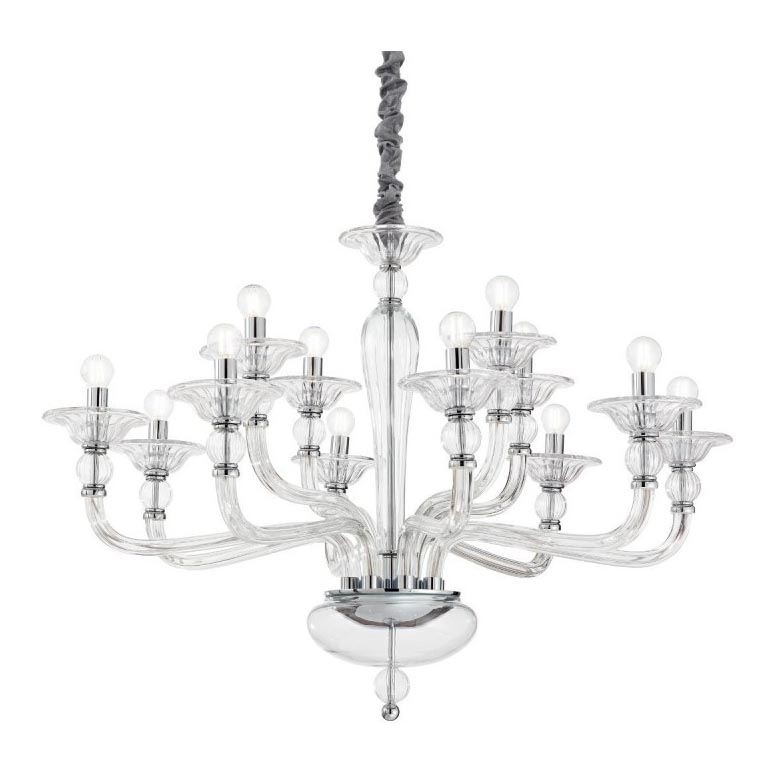 Ideal Lux - Пендел DANIELI 12xE14/40W/230V Ø 94 см прозрачен
