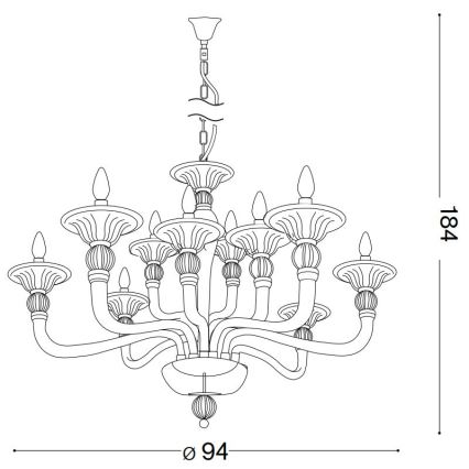Ideal Lux - Пендел DANIELI 12xE14/40W/230V Ø 94 см прозрачен