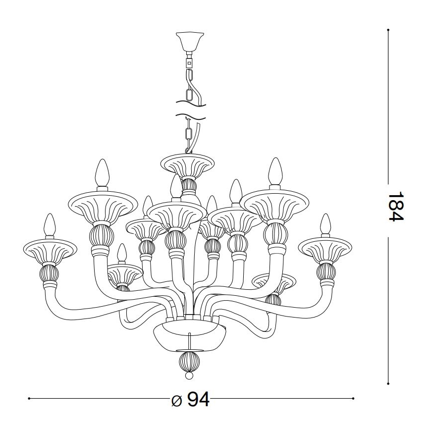 Ideal Lux - Пендел DANIELI 12xE14/40W/230V Ø 94 см прозрачен