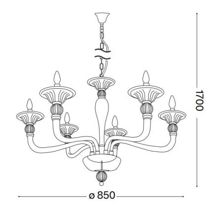 Ideal Lux - Пендел DANIELI 6xE14/40W/230V Ø 85 см месинг