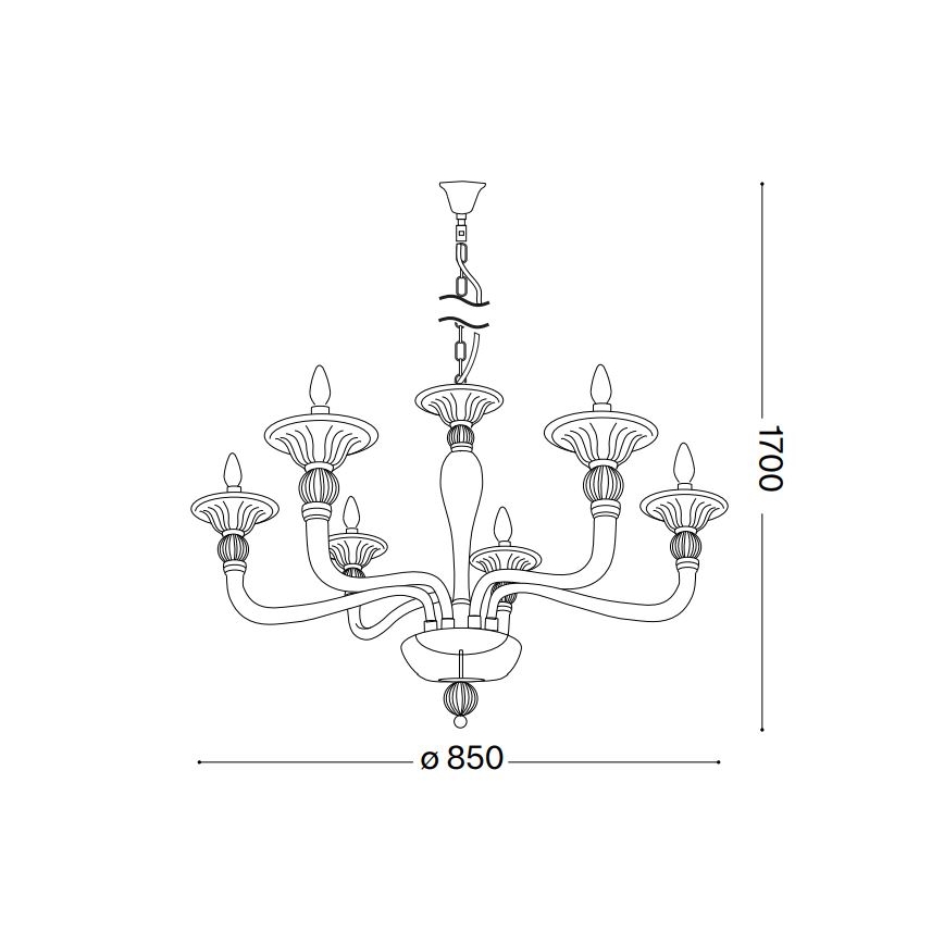 Ideal Lux - Пендел DANIELI 6xE14/40W/230V Ø 85 см месинг