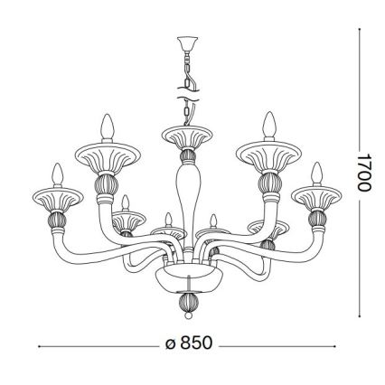 Ideal Lux - Пендел DANIELI 8xE14/40W/230V Ø 85 см месинг