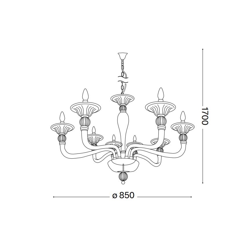 Ideal Lux - Пендел DANIELI 8xE14/40W/230V Ø 85 см месинг