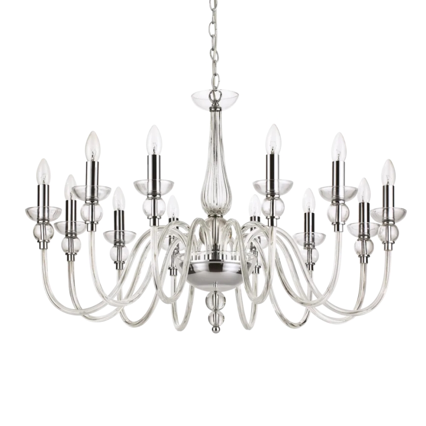Ideal Lux - Пендел DOGE 12xE14/40W/230V Ø 91 см лъскав хром