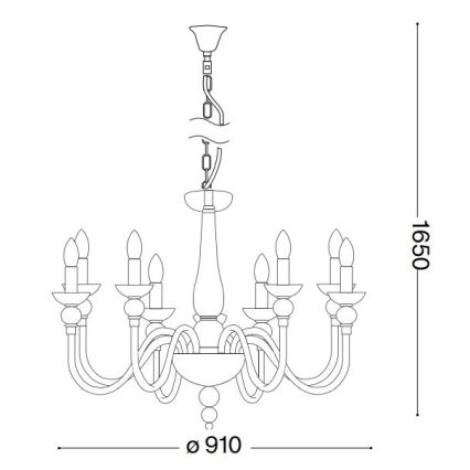 Ideal Lux - Пендел DOGE 12xE14/40W/230V Ø 91 см лъскав хром