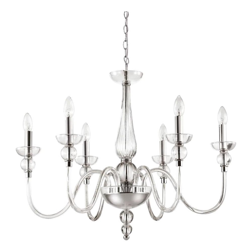 Ideal Lux - Пендел DOGE 6xE14/40W/230V Ø 75 см лъскав хром