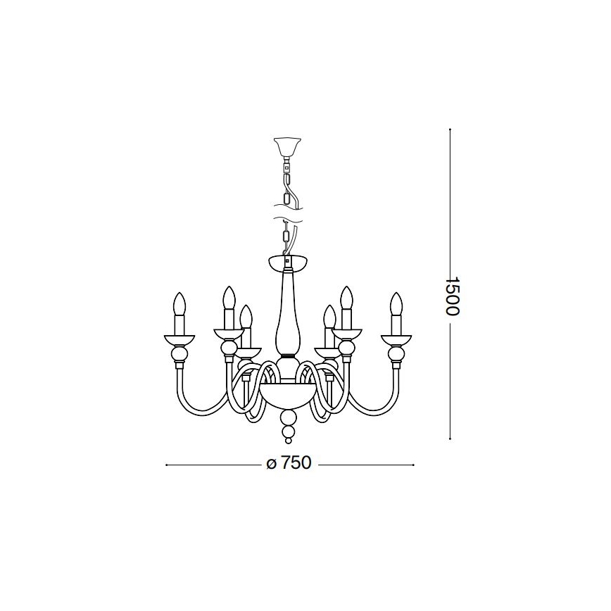 Ideal Lux - Пендел DOGE 6xE14/40W/230V Ø 75 см лъскав хром