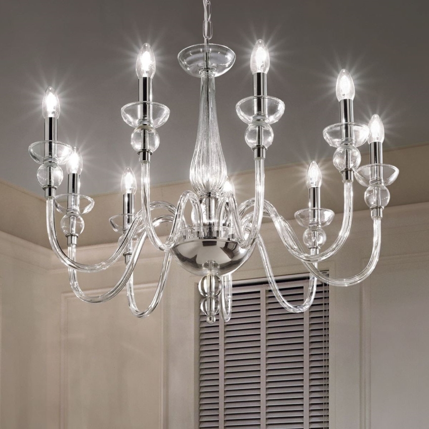 Ideal Lux - Пендел DOGE 9xE14/40W/230V Ø 75 см лъскав хром
