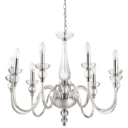 Ideal Lux - Пендел DOGE 9xE14/40W/230V Ø 75 см лъскав хром