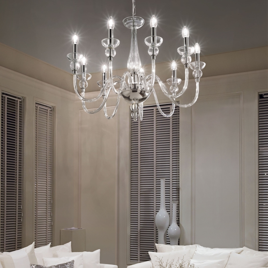 Ideal Lux - Пендел DOGE 9xE14/40W/230V Ø 75 см лъскав хром