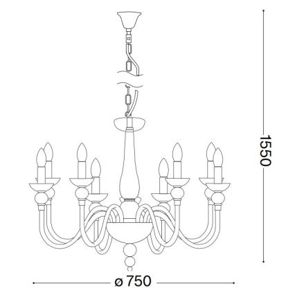 Ideal Lux - Пендел DOGE 9xE14/40W/230V Ø 75 см лъскав хром