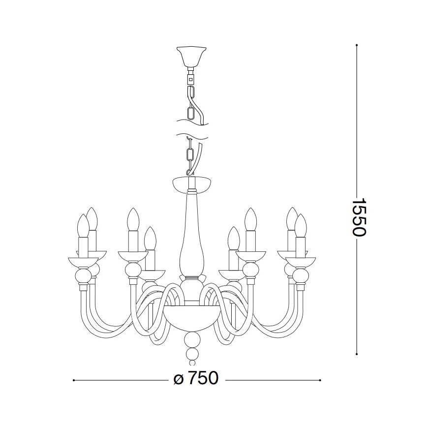 Ideal Lux - Пендел DOGE 9xE14/40W/230V Ø 75 см лъскав хром