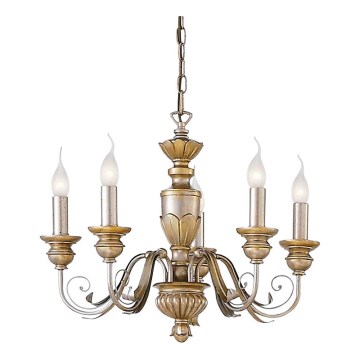 Ideal Lux - Пендел FIRENZE 5xE14/40W/230V Ø 55 см златист