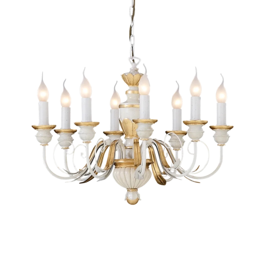 Ideal Lux - Пендел FIRENZE 8xE14/40W/230V Ø 64 см бял/златист