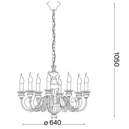 Ideal Lux - Пендел FIRENZE 8xE14/40W/230V Ø 64 см бял/златист