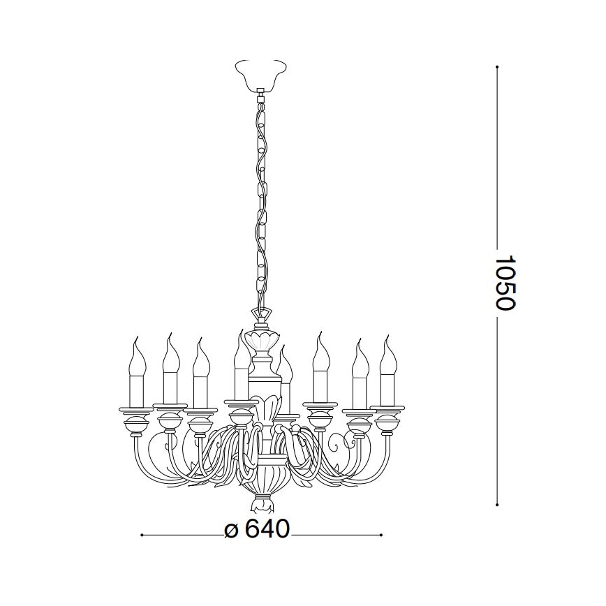 Ideal Lux - Пендел FIRENZE 8xE14/40W/230V Ø 64 см златист