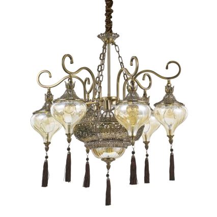 Ideal Lux - Пендел HAREM 9xE27/60W/230V Ø 75 см месинг
