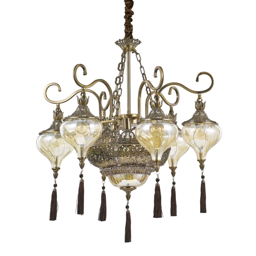 Ideal Lux - Пендел HAREM 9xE27/60W/230V Ø 75 см месинг