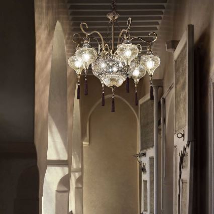 Ideal Lux - Пендел HAREM 9xE27/60W/230V Ø 75 см месинг