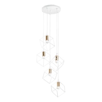 Ideal Lux - Пендел ICE 5xE27/60W/230V Ø 50 см бял