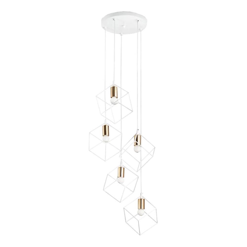 Ideal Lux - Пендел ICE 5xE27/60W/230V Ø 50 см бял