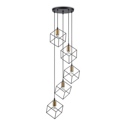 Ideal Lux - Пендел ICE 5xE27/60W/230V Ø 50 см черен