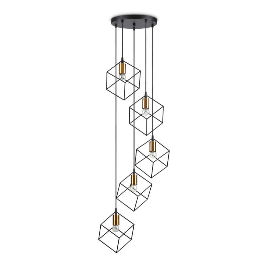 Ideal Lux - Пендел ICE 5xE27/60W/230V Ø 50 см черен