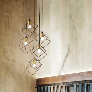 Ideal Lux - Пендел ICE 5xE27/60W/230V Ø 50 см черен