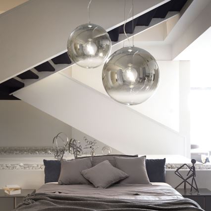 Ideal Lux - Пендел MAPA 1xE27/42W/230V Ø 20 см сив/опушен